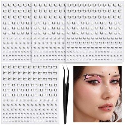 YGDZ Face Gems, Fake Piercings Nose Small, Medium, Large, X-Large, Silver 