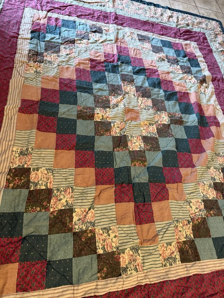 "Colcha cuadrada de retazos vintage de 3 piezas 2 fundas 104x86"" casa de campo casa de campo casa de campo" Foto 4 de 4