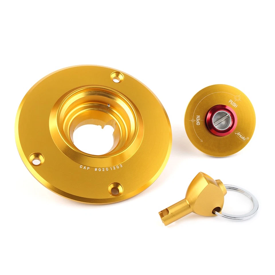 For Kawasaki Ninja ZX-10R 2004-05 ZX-9R 2000-2003 Gold Gas Fuel Tank Cap & Key — 第 4/4 张图片