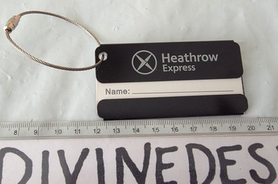 Heathrow Express Airport Train Luggage Tag Metal Airline Label NEW Promo