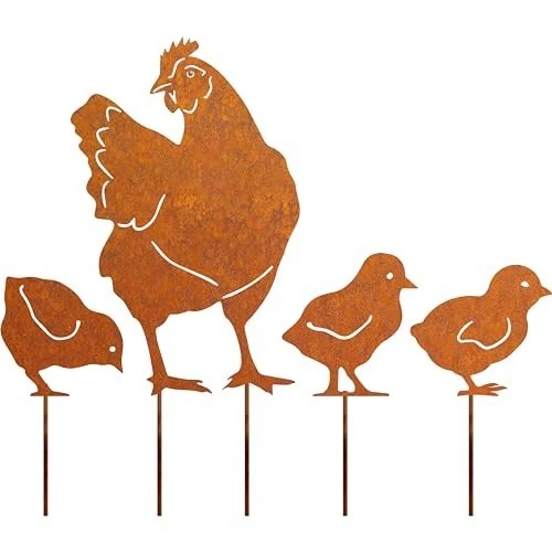 Edelrost Hühner Stecker | 3 Küken | Frühling Deko - Bild 4 von 4