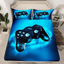 Gaming Bedding Set Kids Bed Sheet Set Full Size Soft Microfiber Gamer Console...