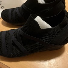 Bernie Mev Natalie Black Stretch Woven Wedge Slip On Shoes Size 39 or 8 or 8.5