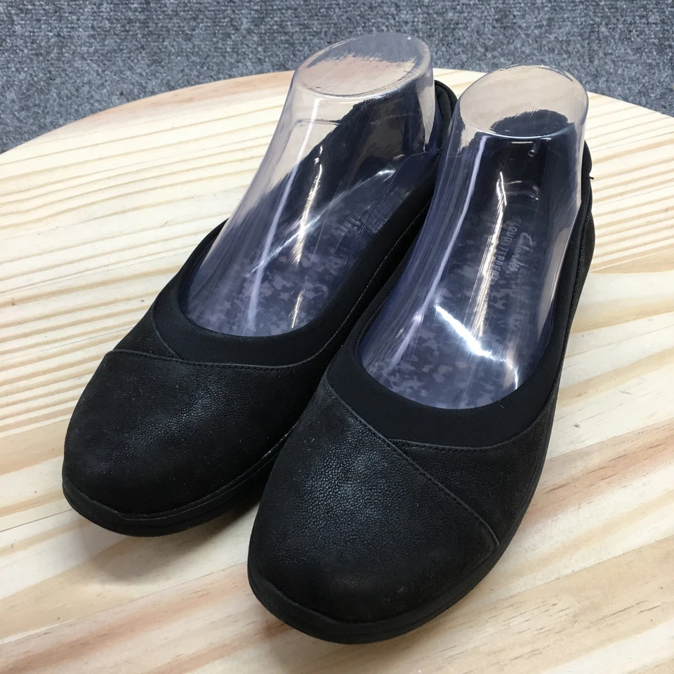 Clarks Cloudstepper 鞋 女式 8 M Breeze Ayla 芭蕾平底鞋 黑色 人造皮革 — 第 3/4 张图片