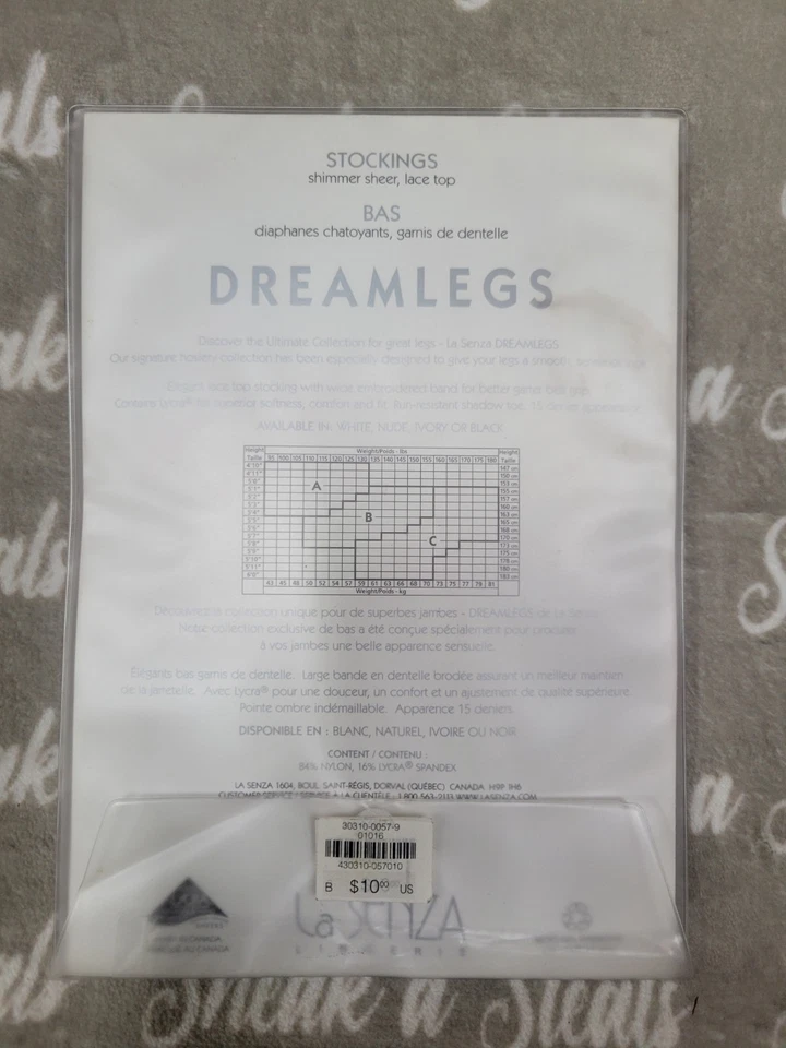 La Senza Shimmer Sheer Lace Top Stockings Size B Black - Image 2 of 2