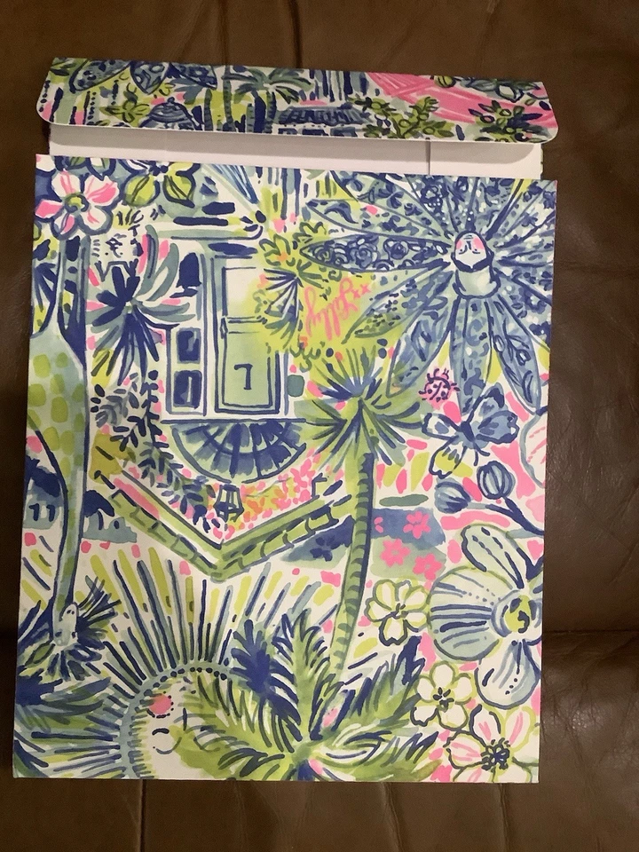 Пустая подарочная коробка Lilly Pulitzer средний цветочный ключ запад жираф солнце розовый синий - Изображение 2 из 4