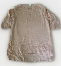 Match Point 100% linen Blouse Pink 3 Layered Hem Lagenlook Boho Size Medium