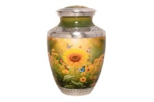 Sunflower Butterfly Adult Cremation Urn   Large 200 lbs Capacity Memorial Urn