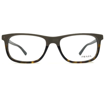 Prada Eyeglasses Frames VPR 03R TFL-1O1 Brown Tortoise Grey Square 55-18-145