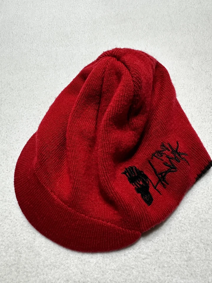 Tony Hawk Rojo Negro Tejido Reversible Bordado Gorra - Talla Única Rayas Adolescentes Niño Foto 2 de 4