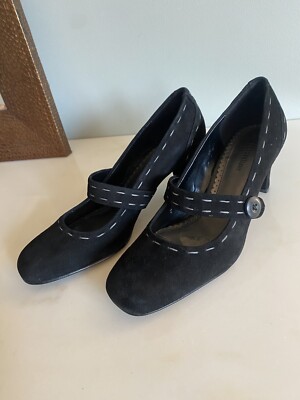 Naturalizer Womens Black Heels Shoes Size Mary Jane Black Suede  Condition