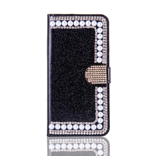 Luxury Bling Glitter Pearl Wallet Cover Case For 16 15 14 13 12 11 Pro Max XR XS - Picture 2 of 11