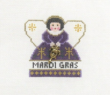 Painted Pony Mardi Gras Mini Angel Handainted Needlepoint Canvas