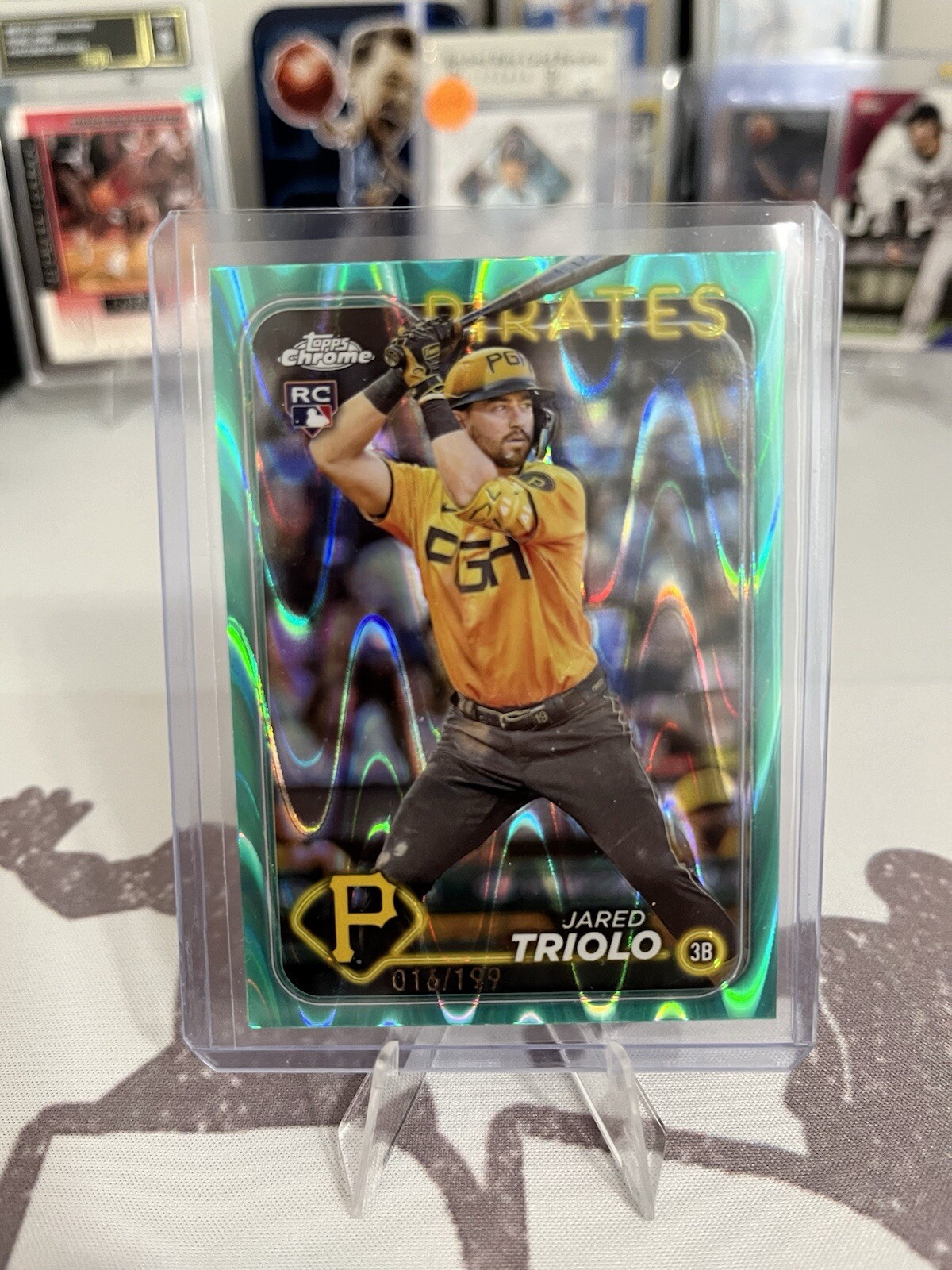 2024 Topps Chrome #79 Jared Triolo Aqua RayWave /199 RC Pirates 👀🔥