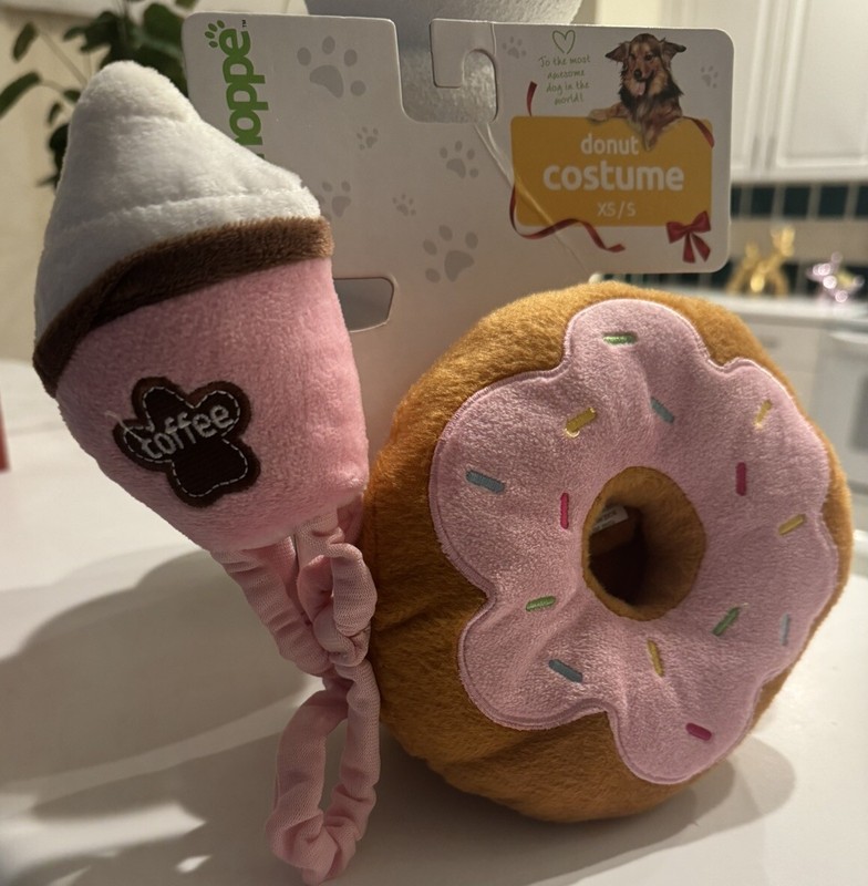 PetShoppe * PLUSH * DONUT * COSTUME for PETS DOG * XS/S Halloween Mint With Tags