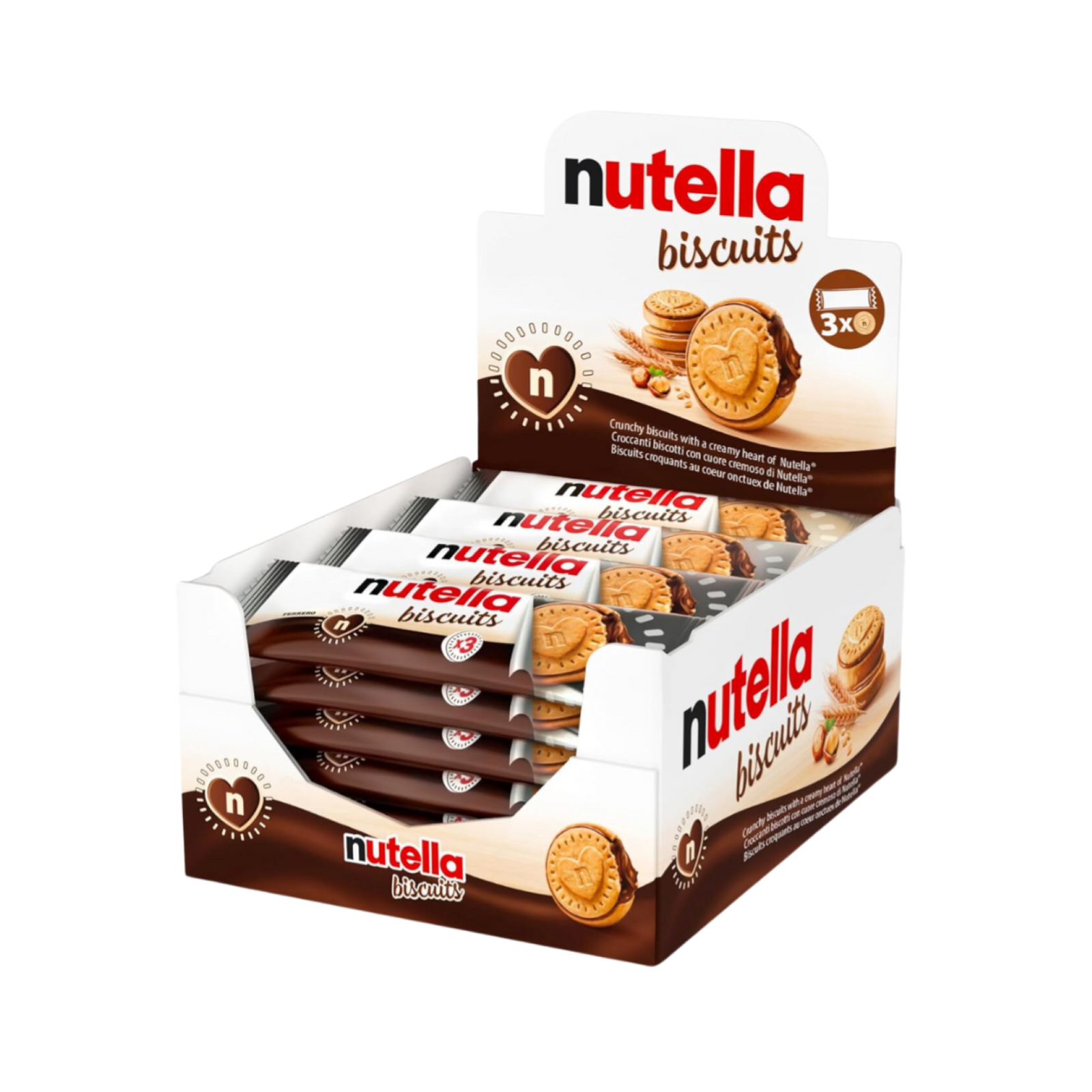 Biscotti Nutella Biscuits Ferrero Expo da 28 Pacchetti da 3 Biscotti Ripieni