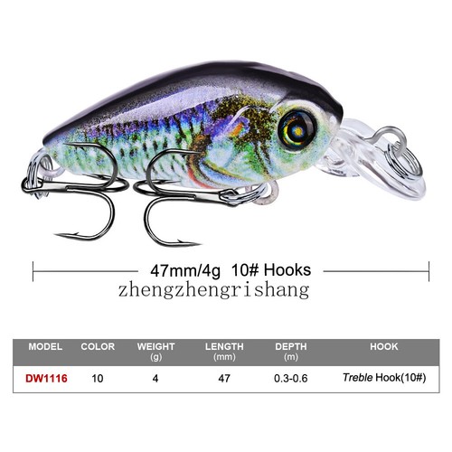 Lote de 5 piezas Crankbaits 4,7 cm/4 g señuelos de pesca Minnow gancho aparejos cebo duro bamboleo - Imagen 2 de 21