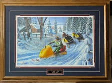 Kevin Daniel Three of a Kind Snowmobile Art Print-Framed  31 x 23