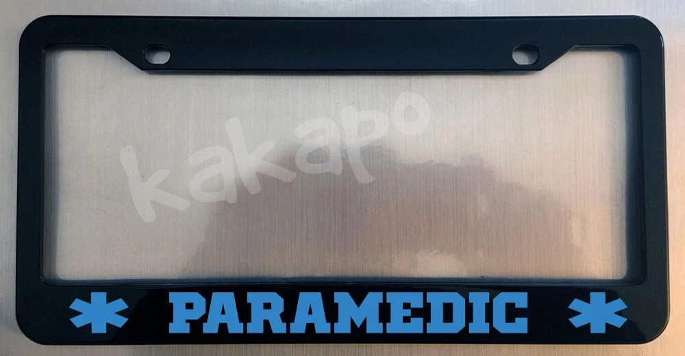 Paramedic Black Metal License Plate Frame
