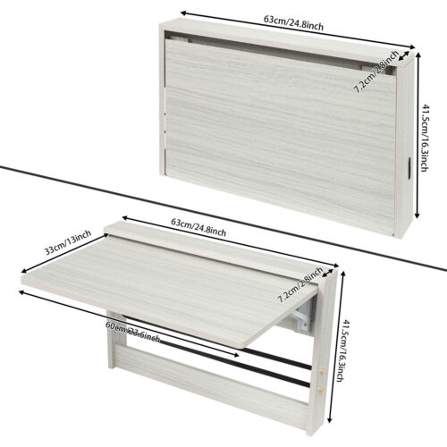 Wall-mounted Folding Table 90° Foldable Wall Table Fold Down Table 24.8x16.3 in - Picture 2 of 16