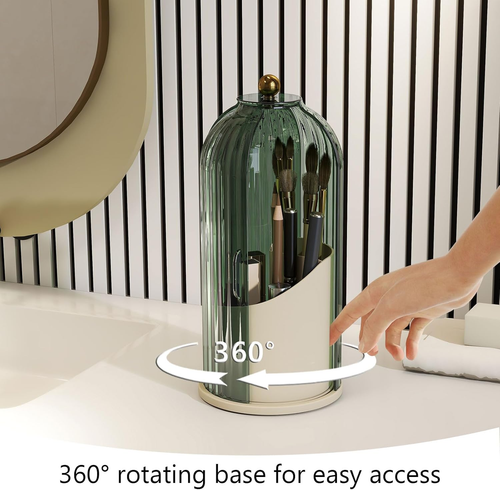 Makeup Brush Holder with Dustproof Cover 360 Rotating Makeup Brush Organizer for - Picture 4 of 12