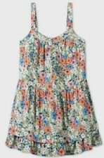 Size Medium- Women's Floral Print Button-Front Tiered Trapeze Dress - Wild Fable