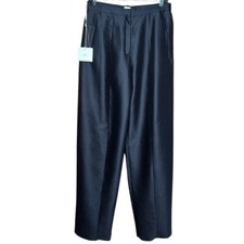 Hermes Cashmere Cotton Silk "Pantalone Large" Pants Bleu Noir Eu Size 38 New