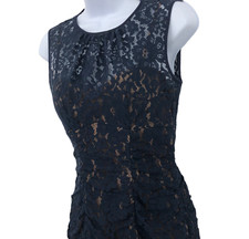 Eliza J Floral Womens Lace Overlay Dress Size 2 Blue Sleeveless