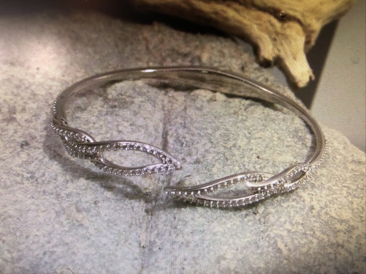 Silver tone Eliot DANORI White Rhinestone Crystal Bangle Hinged Bracelet 