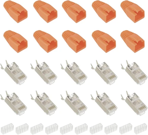 5-20x Netzwerkstecker RJ45 Stecker für CAT7 CAT6A Verlegekabel Knickschutz AWG23