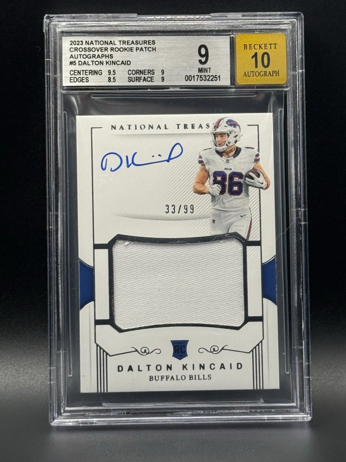 Dalton Kincaid Panini National Treasures Crossover Rookie Patch Autographs #DKI Base