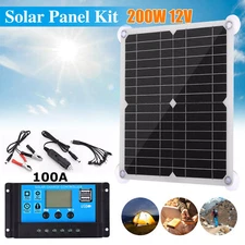 200W Solar Panel Kit 100A 12V Battery Charger with Controller Caravan Boat RV US