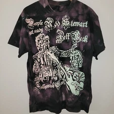 2019 Rod Stewart Jeff Beck Hollywood Bowl T-Shirt Thrashed Tie Dye texture print