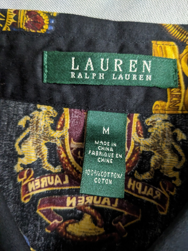 Lauren Ralph Lauren Top Black Equestrian Royal Crest Button Shirt Womens Size M - Picture 5 of 10