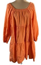 Universal Thread Tiered Mini Dress Orange Square Neck Size L Large