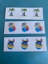 Set Of 3 Glossy Sticker Strips Snoopy Stitch Disney Princess - 9 Stickers Total