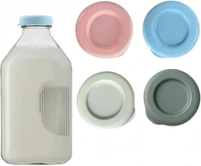 4 pcs Silicone Replacement Caps Glass Milk Bottle Caps 48mm Diameter Bottle...