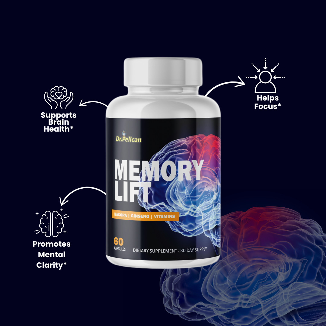 Memory Lift- Brain & Cognitve Support- 3 Bottles- 180 Capsules