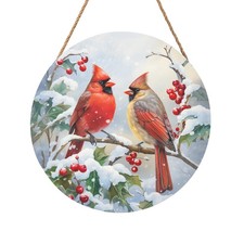 Winter Welcome Sign for Front Door Cardinal Bird Wood Door Hanger Outside Porch