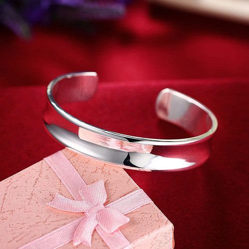 925 Sterling Silver Cuff Bangle for WOMEN Lady Wedding Party Fashion Jewelry - Picture 13 of 24