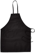 Winco BA-PBK Full Length Bib Apron with Pocket, Black