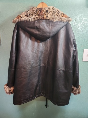 Wilsons Leather Pelle Studio 100% Leather Coat 100% Rabbit Fur Women's Large - Picture 4 of 8