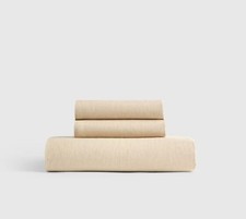 NWT QUINCE EUROPEAN LINEN FITTED SHEET SET 3 PIECE CAL KING OAT MSRP 140