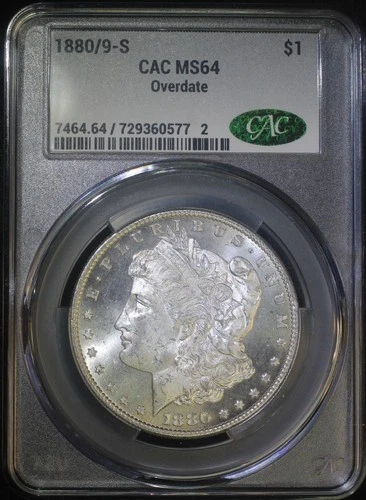 1880/9 S Morgan Silver Dollar CACG MS64 Choice BU+ VAM 11 - 0/9 Overdate HOT 50