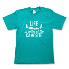 Camco Life is Better at The Campsite Medium Size Teal Shirt 53218