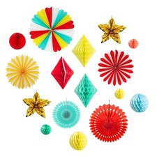 Carnival Circus Themed Party Decorations Set Red Yellow Blue and Mint Honeyco...