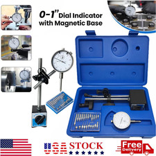 Dial Indicator w/ Magnetic Base Holder, Fine Adjustable Arm, 0-1", 0.001" Gauge
