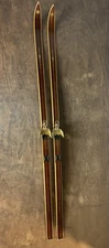 Vintage BONNA WOOD SKIS 75" Long MODEL 2000 CROSS COUNTRY TROLL 3 PIN BINDINGS
