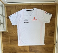 Vodafone McLaren Mercedes F1 2012 Teamwear T Shirt White/Grey Mens L BLOCK CORE