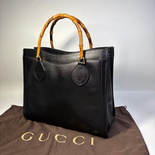 Gucci Bamboo Diana Leather Handbag Black Excellent Condition